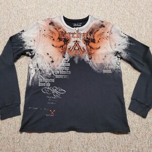 Archaic Shirt Mens 3XL Black Long Sleeve Thermal Knit Grunge Logo Affliction